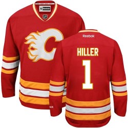 Jonas Hiller Calgary Flames Reebok Authentic Third Jersey (Red)