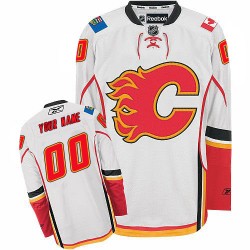 Reebok Calgary Flames Youth Customized Authentic White Away Jersey