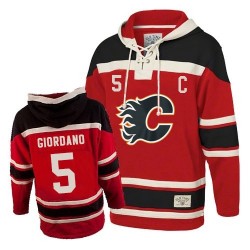 Mark Giordano Calgary Flames Premier Old Time Hockey Sawyer Hooded Sweatshirt Jersey (Red)