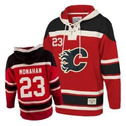 Sean Monahan Calgary Flames Authentic Old Time Hockey Sawyer Hooded Sweatshirt Jersey (Red)
