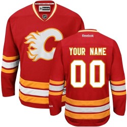 Reebok Calgary Flames Men's Customized Premier Red Third Jersey