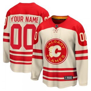 Custom Calgary Flames Fanatics Branded Premier Custom Breakaway 2023 Heritage Classic Jersey (Cream)