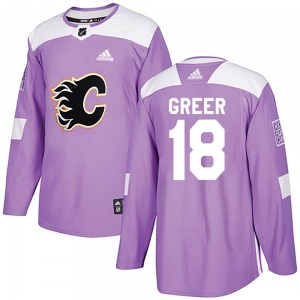 A.J. Greer Calgary Flames Adidas Authentic Fights Cancer Practice Jersey (Purple)