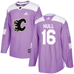 Brett Hull Calgary Flames Adidas Authentic Fights Cancer Practice Jersey (Purple)