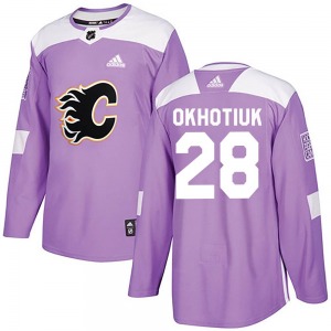 Nikita Okhotiuk Calgary Flames Adidas Authentic Fights Cancer Practice Jersey (Purple)