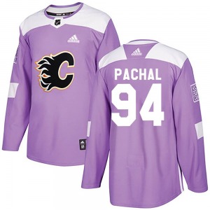Brayden Pachal Calgary Flames Adidas Authentic Fights Cancer Practice Jersey (Purple)
