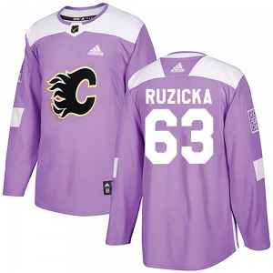 Adam Ruzicka Calgary Flames Adidas Authentic Fights Cancer Practice Jersey (Purple)