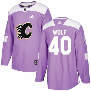 Dustin Wolf Calgary Flames Adidas Authentic Fights Cancer Practice Jersey (Purple)