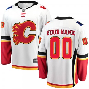 Custom Calgary Flames Fanatics Branded Youth Breakaway Away Jersey (White)