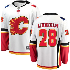 Elias Lindholm Calgary Flames Fanatics Branded Youth Breakaway Away Jersey (White)