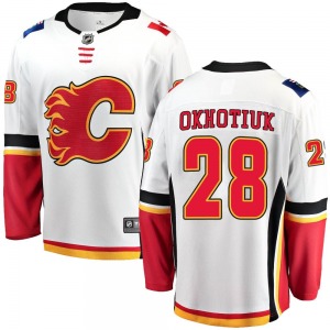 Nikita Okhotiuk Calgary Flames Fanatics Branded Youth Breakaway Away Jersey (White)