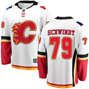 Cole Schwindt Calgary Flames Fanatics Branded Youth Breakaway Away Jersey (White)