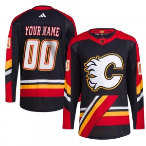 Custom Calgary Flames Adidas Authentic Custom Reverse Retro 2.0 Jersey (Black)