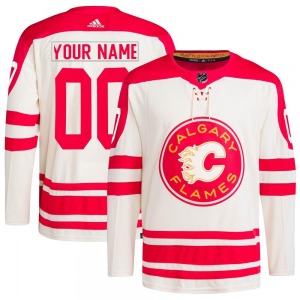 Custom Calgary Flames Adidas Youth Authentic Custom 2023 Heritage Classic Primegreen Jersey (Cream)