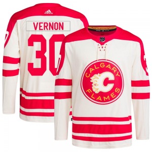 Mike Vernon Calgary Flames Adidas Youth Authentic 2023 Heritage Classic Primegreen Jersey (Cream)