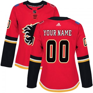 Custom Calgary Flames Adidas Women's Authentic Home Jersey (Red)
