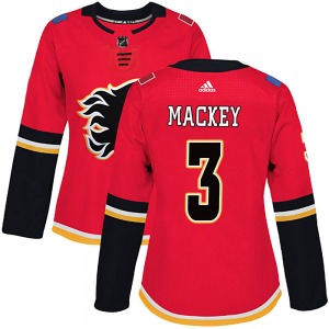 Connor Mackey Calgary Flames Adidas Women's Authentic Home Jersey (Red)