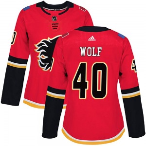 Dustin Wolf Calgary Flames Adidas Women's Authentic Home Jersey (Red)