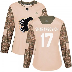 Yegor Sharangovich Calgary Flames Adidas Women's Authentic Veterans Day Practice Jersey (Camo)