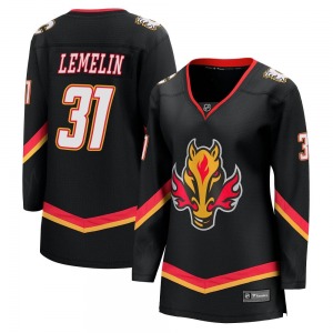 Rejean Lemelin Calgary Flames Fanatics Branded Women's Premier Breakaway 2022/23 Alternate Jersey (Black)