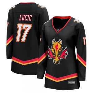 Milan Lucic Calgary Flames Fanatics Branded Women's Premier Breakaway 2022/23 Alternate Jersey (Black)