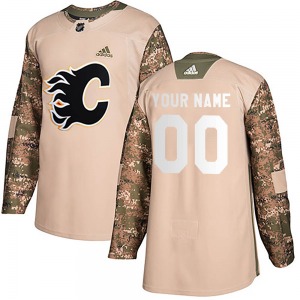 Custom Calgary Flames Adidas Authentic Custom Veterans Day Practice Jersey (Camo)
