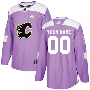 Custom Calgary Flames Adidas Youth Authentic Fights Cancer Practice Jersey (Purple)
