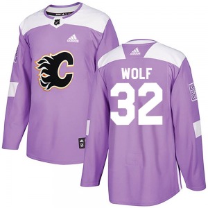 Dustin Wolf Calgary Flames Adidas Youth Authentic Fights Cancer Practice Jersey (Purple)