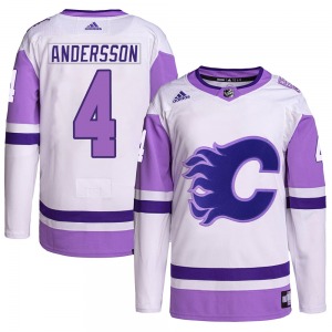 Rasmus Andersson Calgary Flames Adidas Youth Authentic Hockey Fights Cancer Primegreen Jersey (White/Purple)