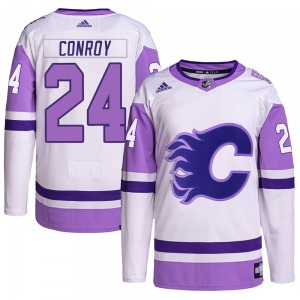 Craig Conroy Calgary Flames Adidas Youth Authentic Hockey Fights Cancer Primegreen Jersey (White/Purple)