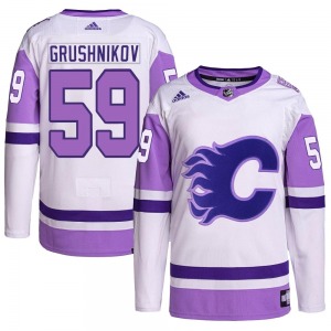 Artem Grushnikov Calgary Flames Adidas Youth Authentic Hockey Fights Cancer Primegreen Jersey (White/Purple)