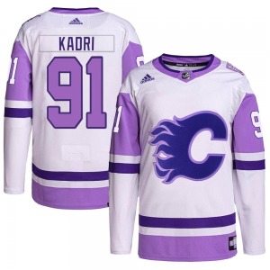 Nazem Kadri Calgary Flames Adidas Youth Authentic Hockey Fights Cancer Primegreen Jersey (White/Purple)