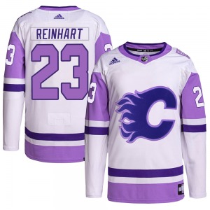 Paul Reinhart Calgary Flames Adidas Youth Authentic Hockey Fights Cancer Primegreen Jersey (White/Purple)