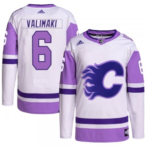 Juuso Valimaki Calgary Flames Adidas Youth Authentic Hockey Fights Cancer Primegreen Jersey (White/Purple)