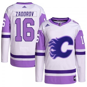 Nikita Zadorov Calgary Flames Adidas Youth Authentic Hockey Fights Cancer Primegreen Jersey (White/Purple)
