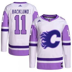Mikael Backlund Calgary Flames Adidas Authentic Hockey Fights Cancer Primegreen Jersey (White/Purple)