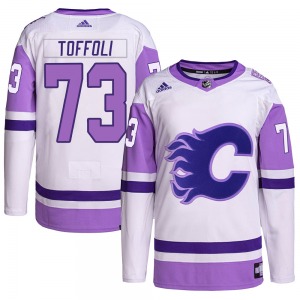 Tyler Toffoli Calgary Flames Adidas Authentic Hockey Fights Cancer Primegreen Jersey (White/Purple)
