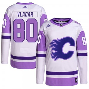 Dan Vladar Calgary Flames Adidas Authentic Hockey Fights Cancer Primegreen Jersey (White/Purple)