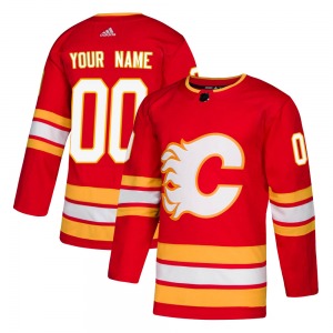 Custom Calgary Flames Adidas Youth Authentic Alternate Jersey (Red)