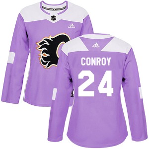 Craig Conroy Calgary Flames Adidas Women's Authentic Fights Cancer Practice Jersey (Purple)