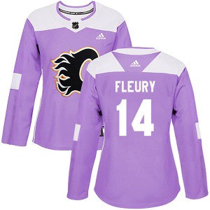Theoren Fleury Calgary Flames Adidas Women's Authentic Fights Cancer Practice Jersey (Purple)