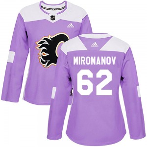 Daniil Miromanov Calgary Flames Adidas Women's Authentic Fights Cancer Practice Jersey (Purple)