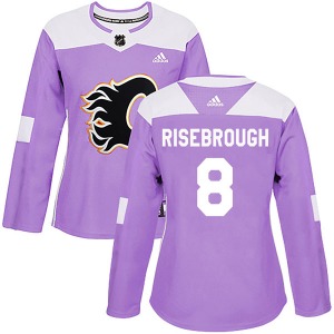Doug Risebrough Calgary Flames Adidas Women's Authentic Fights Cancer Practice Jersey (Purple)