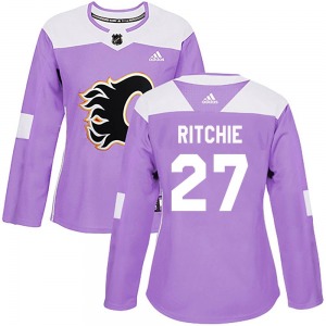 Nick Ritchie Calgary Flames Adidas Women's Authentic Fights Cancer Practice Jersey (Purple)